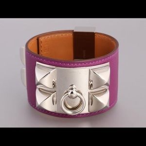 HERMES Collier De Chein Leather Bracelet